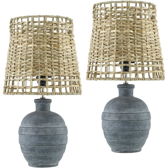 Mark&Day Table Lamps, Michiko Modern Gray Bedside Table Lamp Set of 2 for Nightstand Bedroom, Living Room or Office (19" H x 8" W x 8" D)