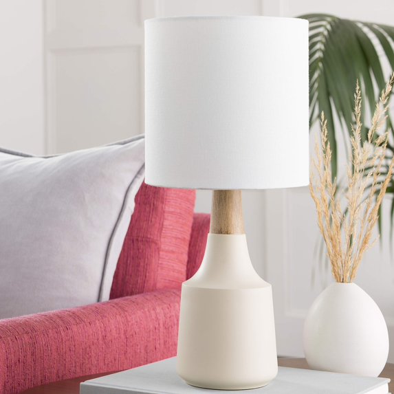 Mark&Day Table Lamps, Poysdorf Modern Ivory White Bedside Table Lamp for Nightstand Bedroom Living Room Office (17" H x 8" W x 8" D)