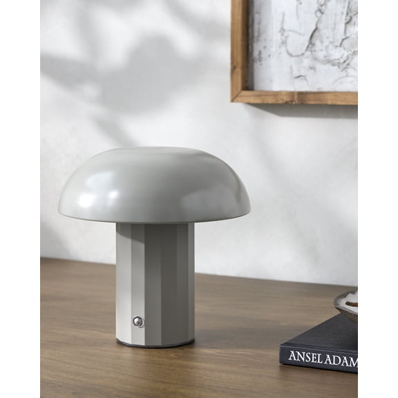 Mark&Day Table Lamps, Saturnino Traditional Gray Bedside Table Lamp for Nightstand Bedroom, Living Room or Office (8" H x 7" W x 7" D)