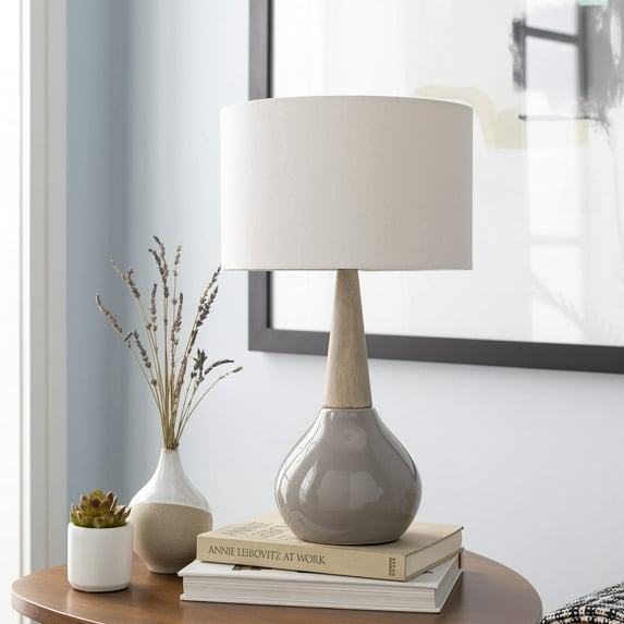 Mark&Day Table Lamps, Wolf Modern Medium Gray White Bedside Table Lamp for Nightstand Bedroom Living Room Office (19" H x 11" W x 11" D)