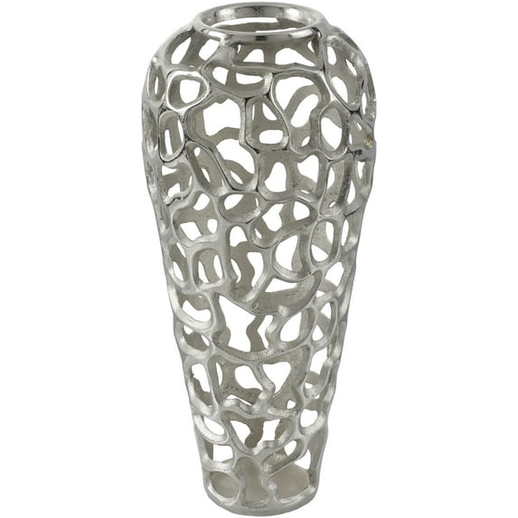 Mark&Day Vases, Corina Traditional Metallic - Silver Flower Vase, Nickel Aluminum Floor Vase for Flowers, Decorative Home Decor Accents for Living Room Bedroom Kitchen Office (18" H x 8" W x 8" D)