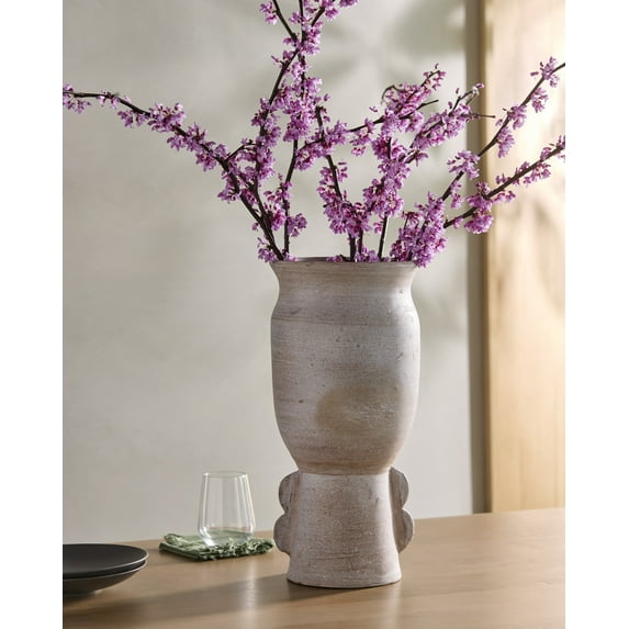 Mark&Day Vases, Krystine Global Gray Flower Vase, Distressed Terracotta Floor Vase for Flowers, Decorative Home Decor Accents for Living Room Bedroom Kitchen Office (18" H x 8" W x 8" D)