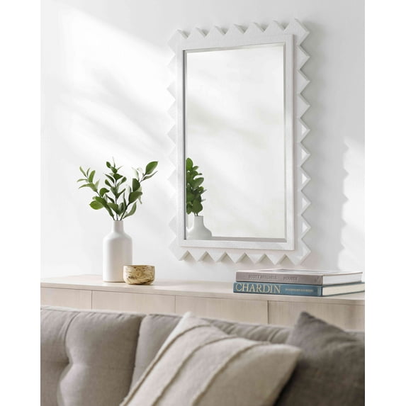 Mark&Day Wall Mirror, Houtdorp Traditional White Rectangle Vanity Mirrors for Bedroom Living Room Bathroom and Entryway Home Decor, Mounted Painted Wood Frame Mirror for Walls (57" H x 45" W)