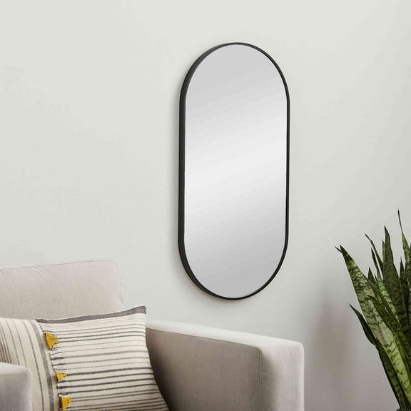 Mark&Day Wall Mirror, Soyla Modern Black Oval Vanity Mirrors for Bedroom Living Room Bathroom and Entryway Home Decor, Mounted Matte Aluminum Frame Mirror for Walls (30" H x 20" W)