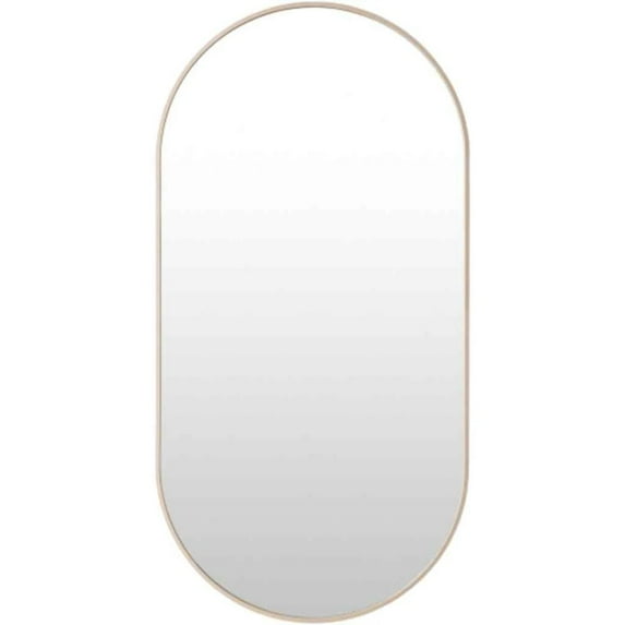 Mark&Day Wall Mirror, Soyla Modern Brown Oval Vanity Mirrors for Bedroom Living Room Bathroom and Entryway Home Decor, Mounted Natural Aluminum Frame Mirror for Walls (39" H x 20" W)