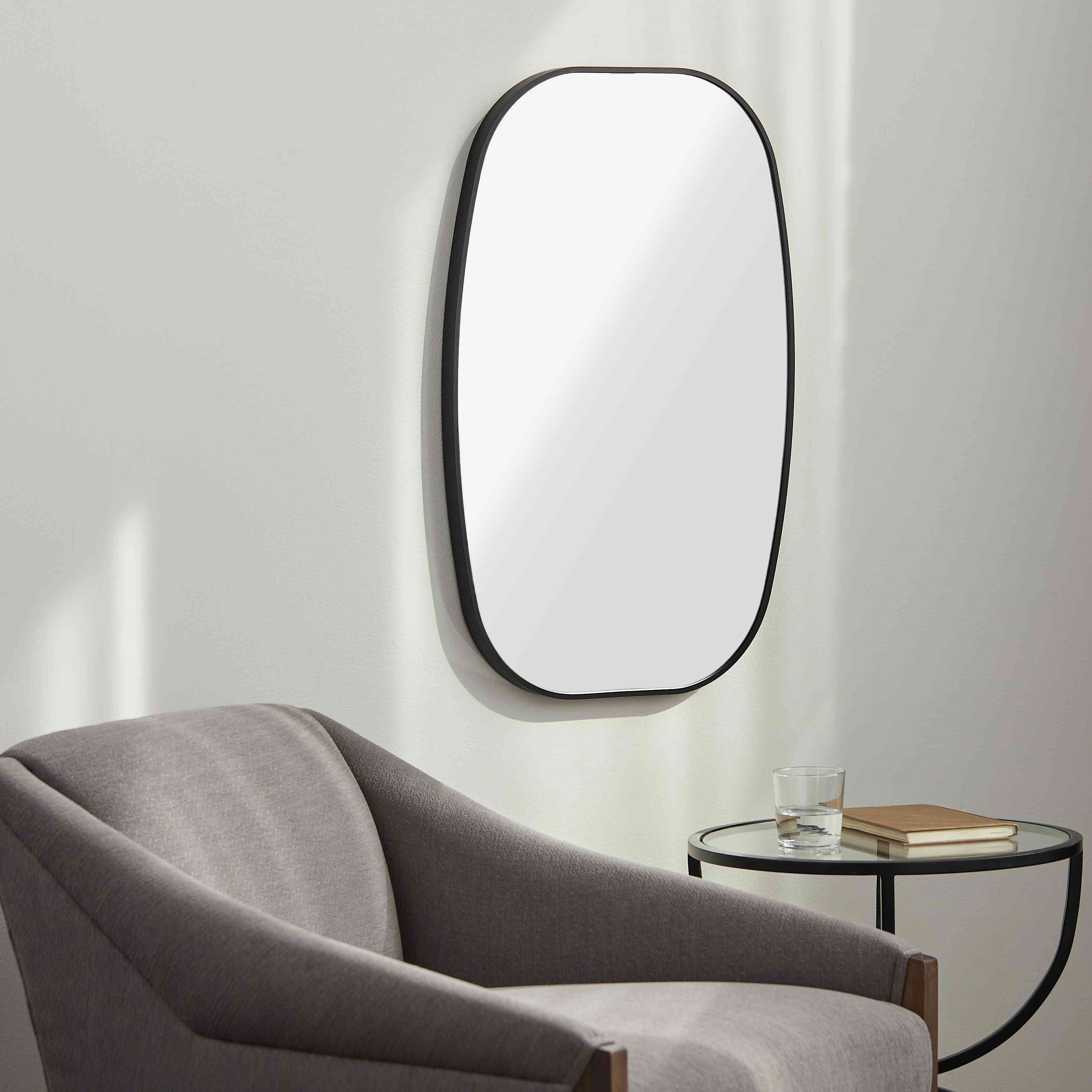Black Aluminum Oval Wall Mirror, 30" x 20"