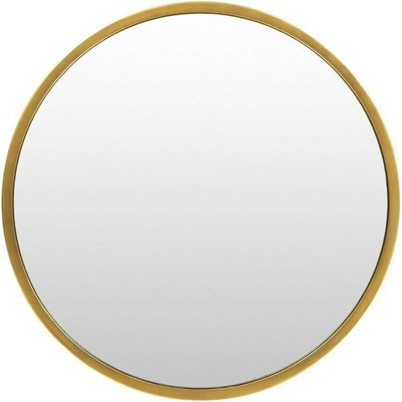 Mark&Day Wall Mirror, Leitner Modern Gold Round Vanity Mirrors for Bedroom Living Room Bathroom and Entryway Home Decor, Mounted Hand Finished Iron Frame Mirror for Walls (36" H x 36" W x 1" D)