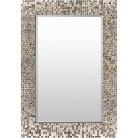 Mark&Day Wall Mirror, Nunspeet Global Grey Rectangle Vanity Mirrors for Bedroom Living Room Bathroom, Entryway Home Decor, Mounted Natural Mother of Pearl/Shell Frame Mirror for Walls (40"H x 28"W)
