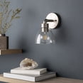 thumbnail image 1 of Mark&Day Wall Sconces, Echsenbach Cottage Metallic Pewter 1-Light Plug-in or Hardwire Wall Sconce Lighting for Bedroom Hallway Kitchen, Hand Finished Seeded Glass, Bulb not Included (9"H x 6"W x 7"D), 1 of 9