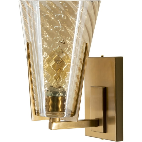 Mark&Day Wall Sconces, Eggern Rustic Metallic Brass 1-Light Plug-in or Hardwire Wall Sconce Lighting for Bedroom Hallway Kitchen, Polished Textured Wall Lamp, Bulb not Included (12" H x 8" W x 6" D)