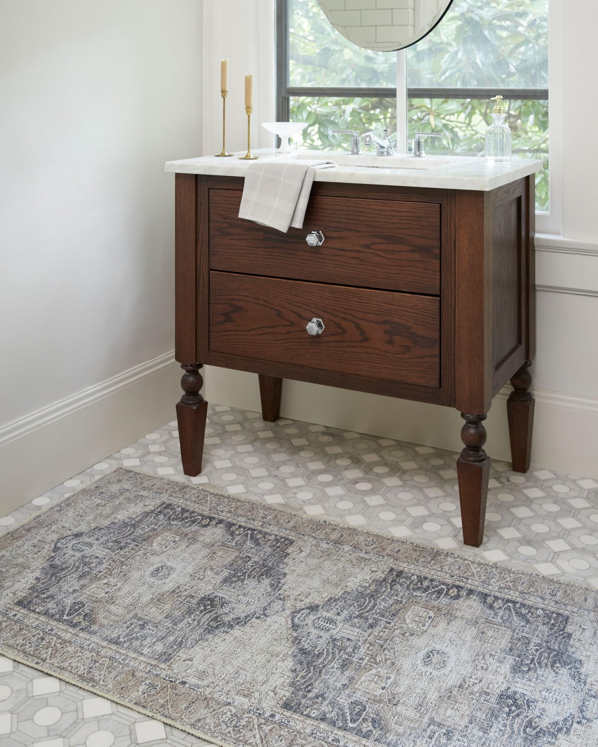 Mark&Day Washable Rugs, 3x18 Nora Traditional Dark Brown Runner Area ...