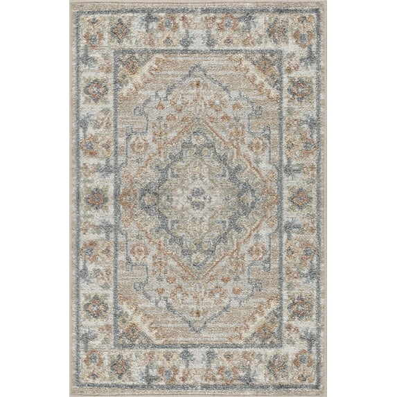 Mark&Day Washable Rugs, 2x3 Ellinwood Traditional Burnt Orange Area Rug, Orange Beige Blue Carpet for Living Room, Bedroom or Kitchen (2' x 3', Machine Washable)