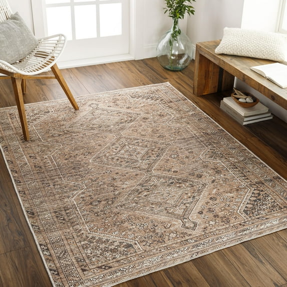 Mark&Day Washable Rugs, 2x3 Tonganoxie Traditional Cider Area Rug, Brown Orange Cream Carpet for Living Room, Bedroom or Kitchen (2' x 2'11", Machine Washable)