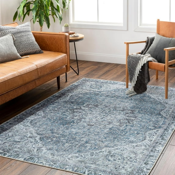 Mark&Day Washable Area Rugs, 2x3 Waterville Traditional Blue Area Rug (2' x 2'11")