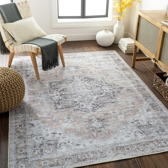 Mark&Day Washable Rugs, 2x3 West Okoboji Traditional Gray Area Rug, Beige Charcoal Gray Carpet for Living Room, Bedroom or Kitchen (2' x 2'11",Machine Washable)