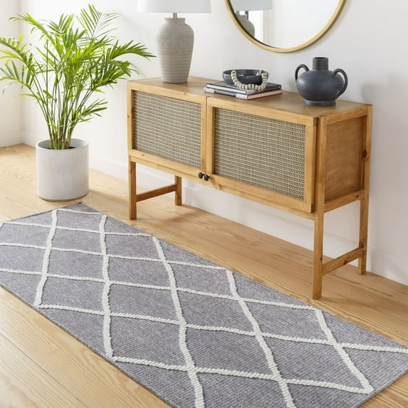 Mark&Day Washable Rugs, 3x7 Buck Grove Global Charcoal Runner Area Rug, Grey Ivory Carpet for Hallway, Kitchen, Bedroom or Living Room (2'7" x 7'2" Runner, Machine Washable)