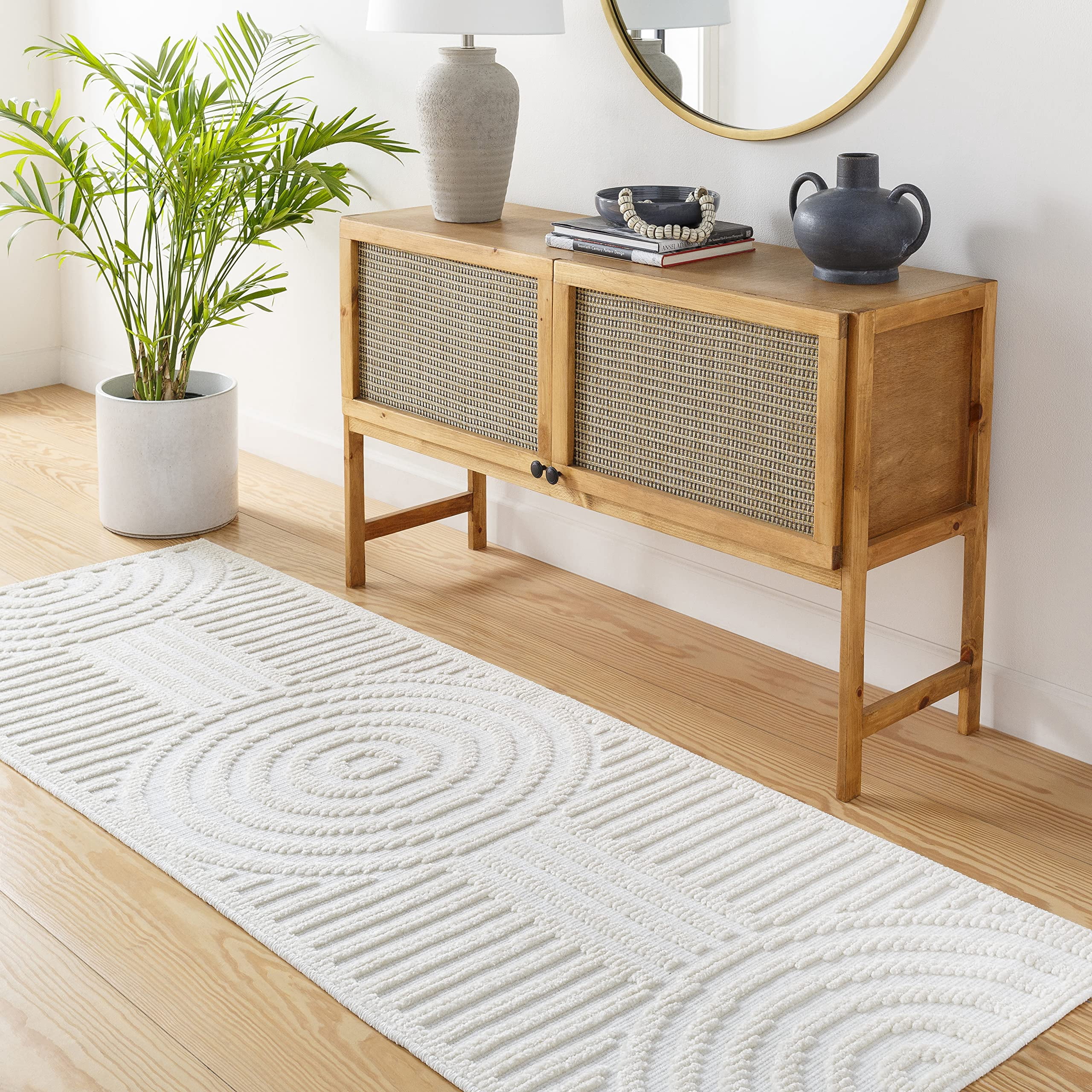 Mark&Day Washable Rugs, 3x7 Carter Lake Modern Cream Runner Area Rug ...