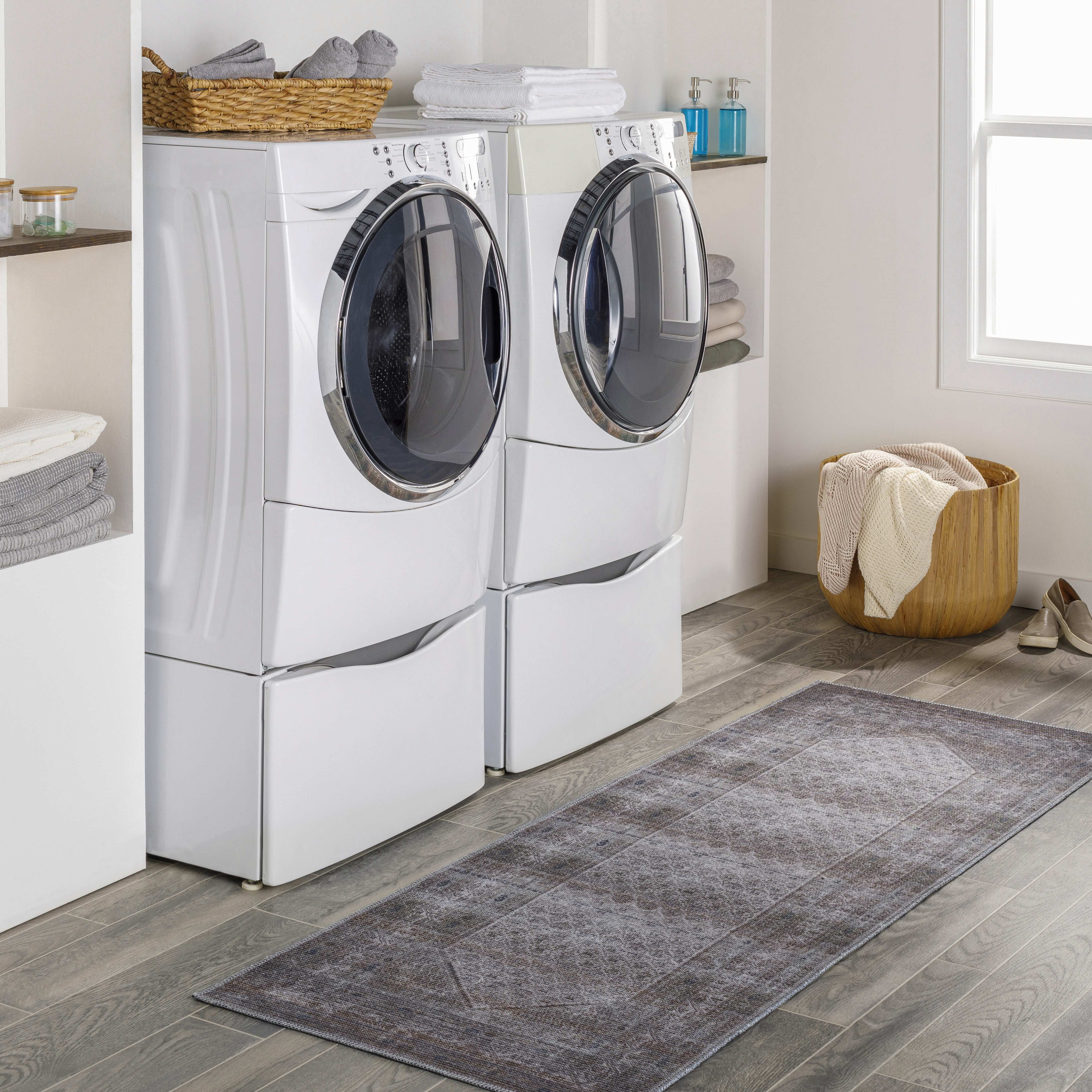 Mark&Day Washable Area Rugs, 2x7 Hayri Traditional Medium Gray Runner