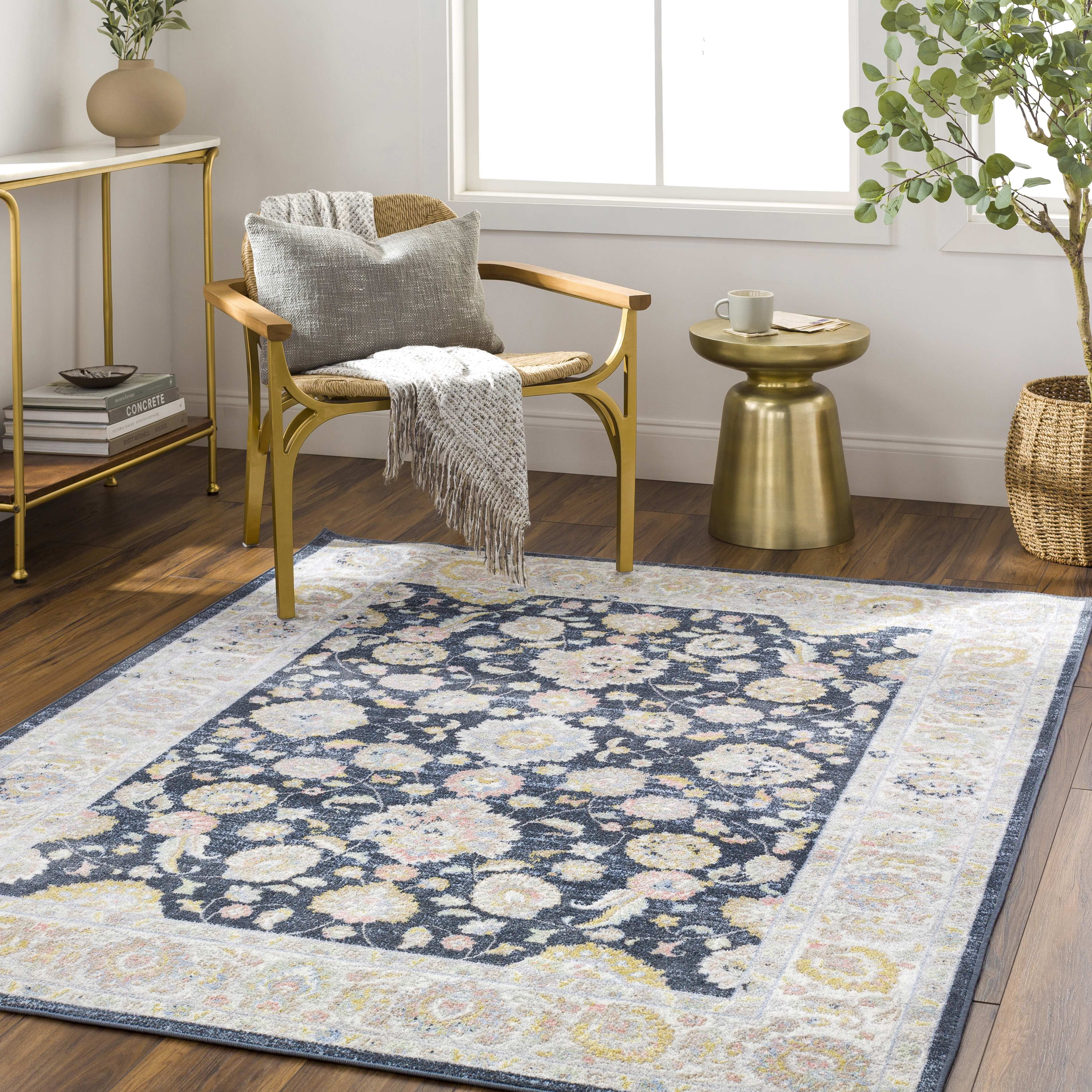 Ink Blue Traditional Washable Wool Runner Rug 2'7" x 7'3"