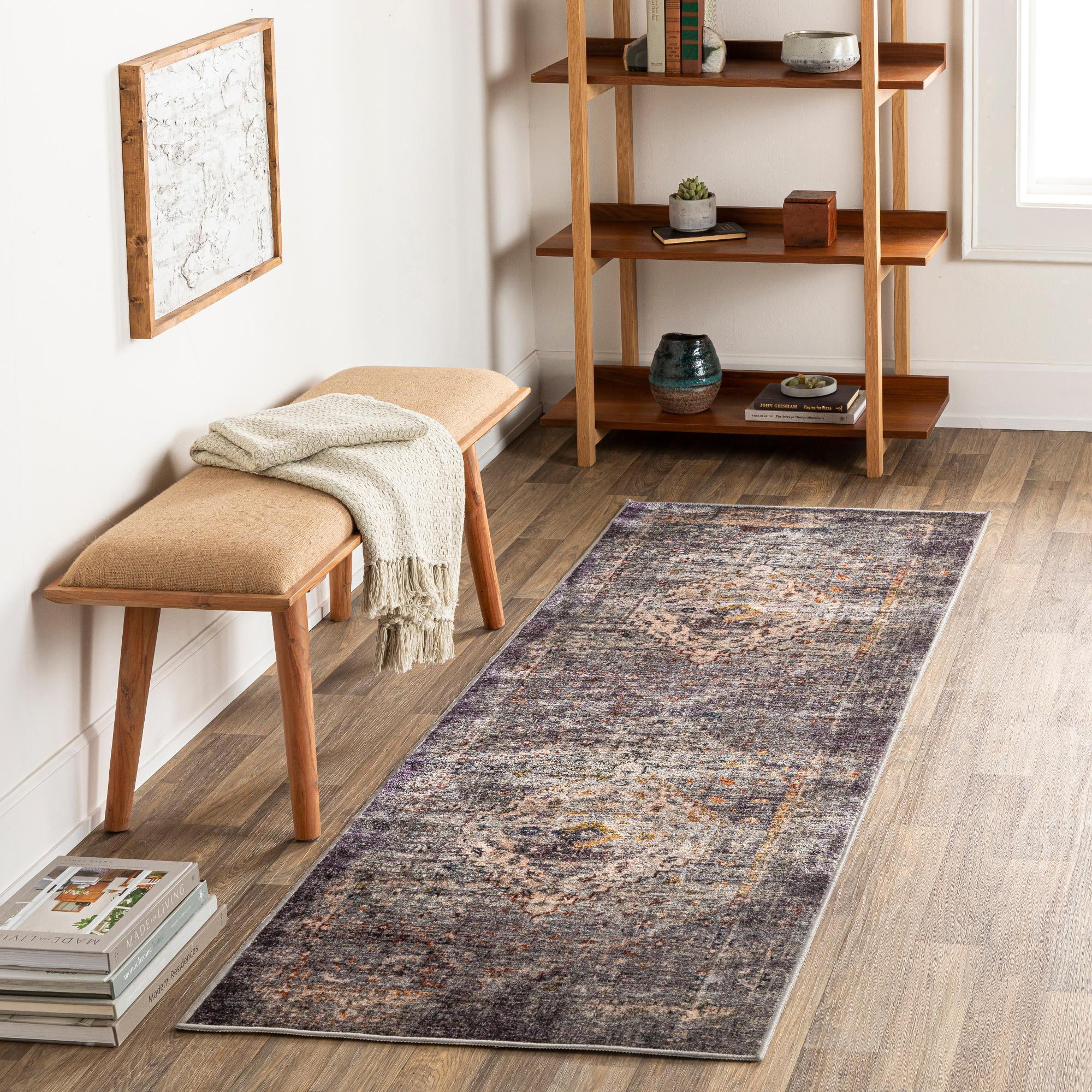 Mark&Day Washable Area Rugs, 2x7 Veedersburg Traditional Dark Brown