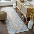 thumbnail image 1 of Mark&Day Washable Rugs, 3x8 Westwood Traditional Blue Runner Area Rug, Blue Orange Cream Carpet for Hallway, Kitchen, Bedroom or Living Room (2'7" x 7'10" Runner, Machine Washable), 1 of 7