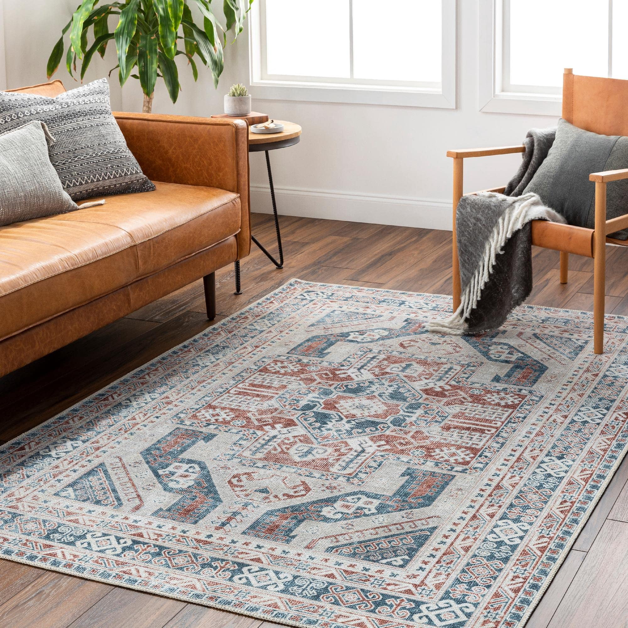Mark&Day Washable Rugs, 3x8 Willisburg Traditional Navy Runner Area Rug ...