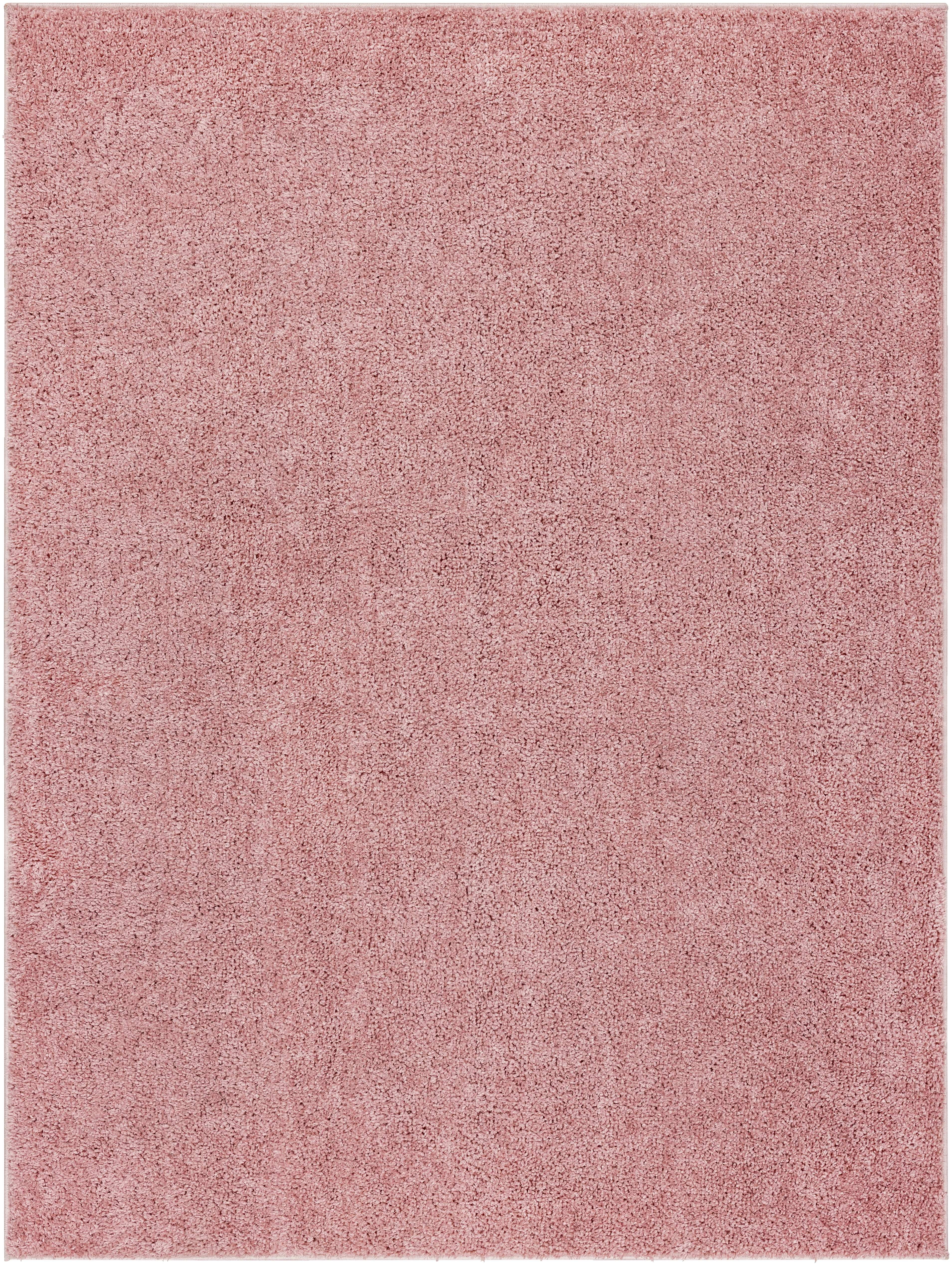 Richlawn Coral Pink Washable Synthetic Rectangular Area Rug