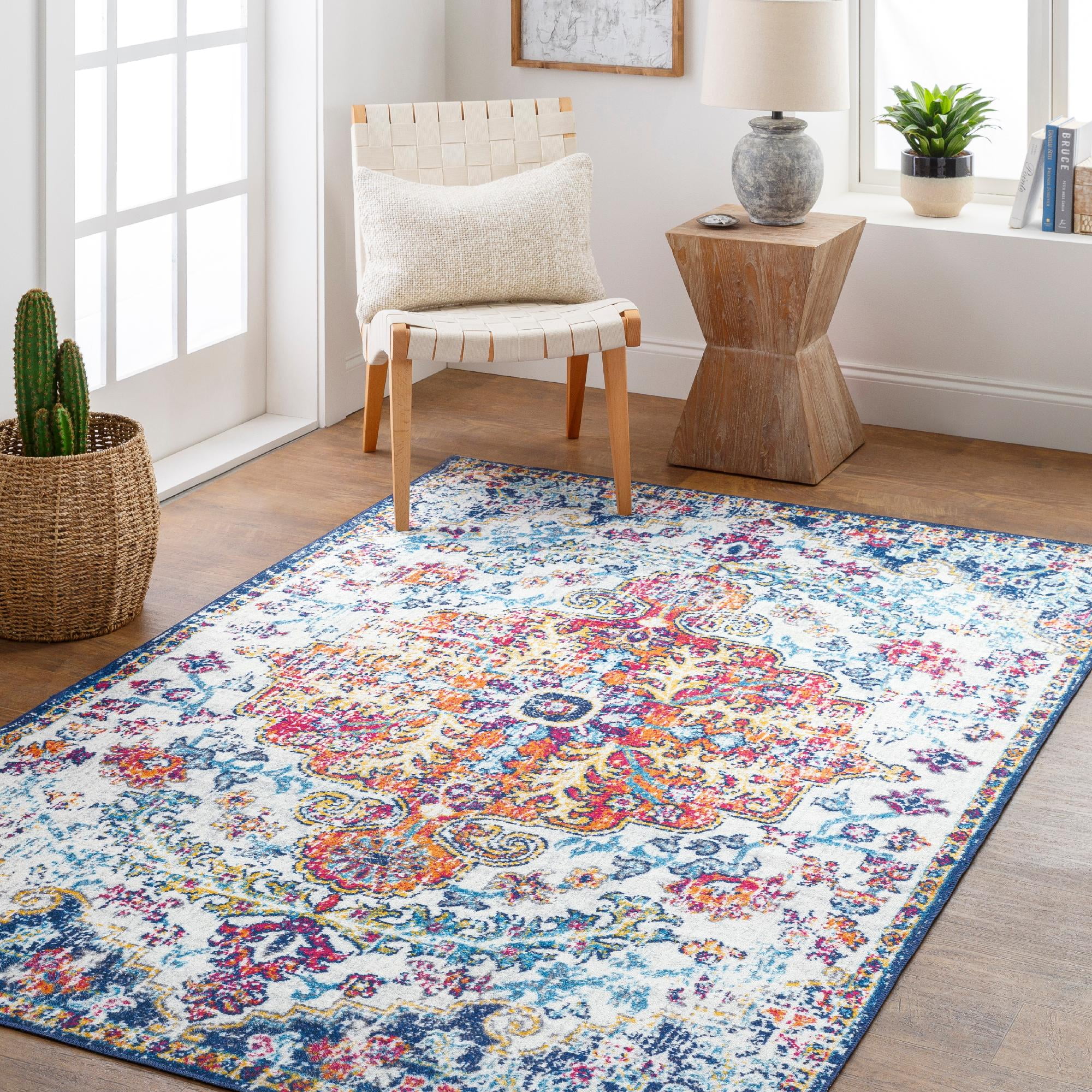 Mark Day Washable Area Rugs 5x7 Stinesville Traditional Bright Orange Area Rug 5 x 7 6