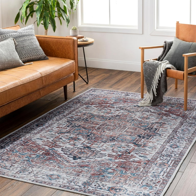 Mark Day Washable Area Rugs 5x7 Wolf Creek Traditional Navy Area Rug 5 3