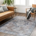 thumbnail image 1 of Mark&Day Washable Rugs, 5x7 Wyacondah Traditional Navy Area Rug, Blue Orange Ivory Carpet for Living Room, Bedroom or Kitchen (5'3" x 7'3", Machine Washable), 1 of 7