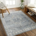 thumbnail image 1 of Mark&Day Washable Rugs, 7ft Round Elsmore Traditional Navy Blue Area Rug, Oatmeal Dark Blue Gray Carpet for Living Room, Bedroom or Kitchen (6'7" Round,Machine Washable), 1 of 8