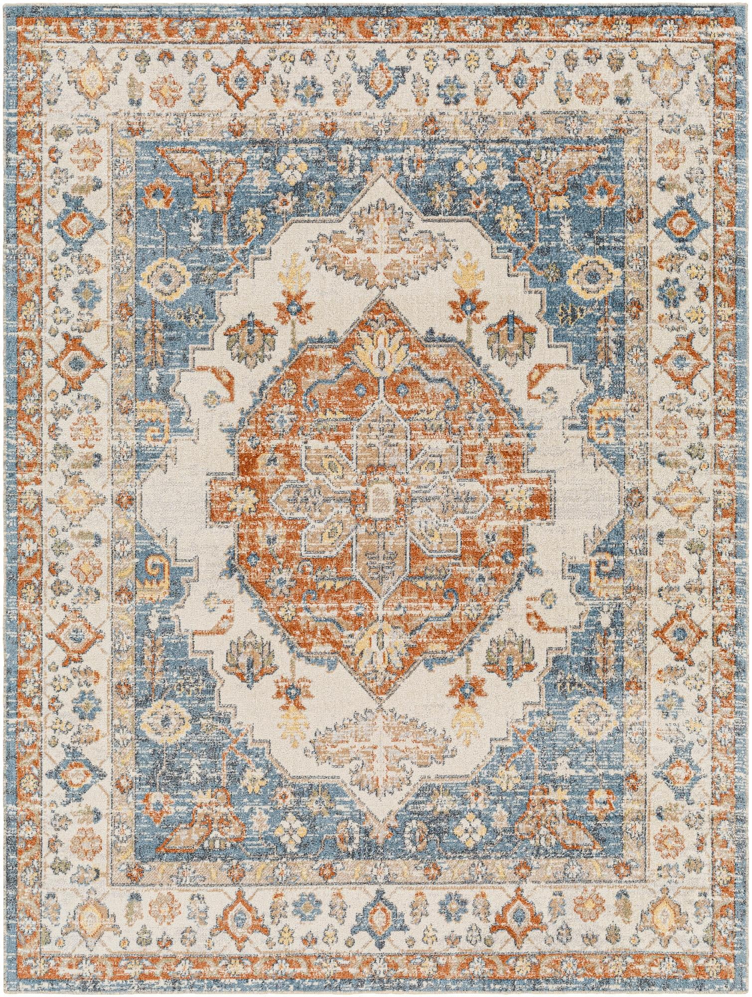 Mark&Day Washable Area Rugs, 6x9 Ensign Traditional Burnt Orange Area