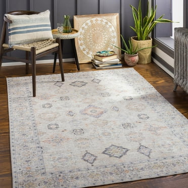 Mark&Day Washable Area Rugs, 6x9 North Utica Traditional Beige Area Rug (6'7" x 9')