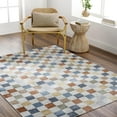 thumbnail image 1 of Mark&Day Washable Rugs, 8x10 Shaquina Modern Taupe Checkered Rug, Beige Blue Brown Carpet for Living Room, Bedroom or Kitchen (7'10" x 10'2", Machine Washable), 1 of 9