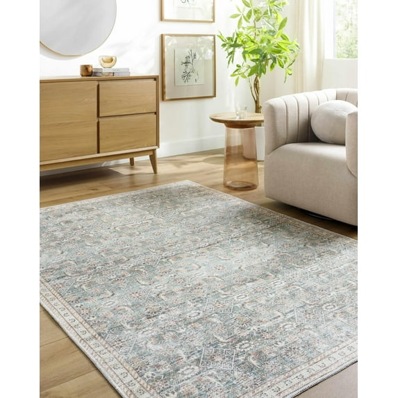 Mark&Day Washable Rugs, 2x3 Bradly Traditional Dark Green Area Rug, Green Brown Beige Carpet for Living Room, Bedroom or Kitchen (2' x 2'11", Machine Washable)