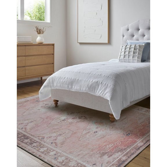 Mark&Day Washable Rugs, 2x3 Candise Traditional Dusty Pink Area Rug, Pink Rust Brown Carpet for Living Room, Bedroom or Kitchen (2' x 2'11", Machine Washable)