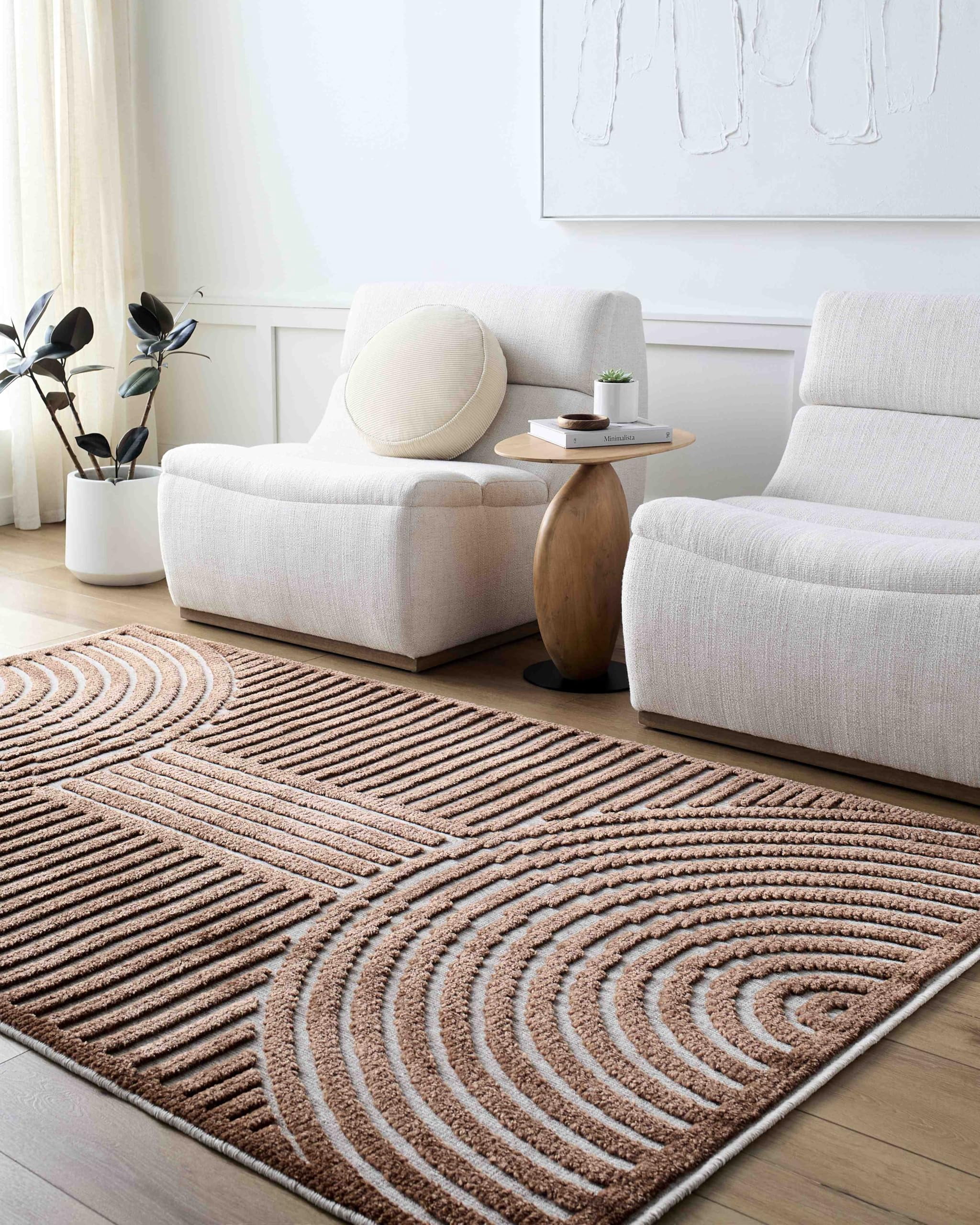 Mark&Day Washable Rugs, 3x5 Carter Lake Modern Rust Area Rug, Red Beige ...