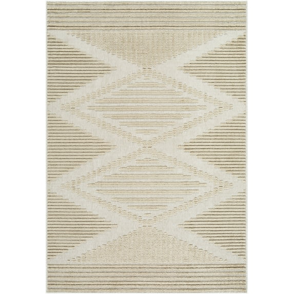 Mark&Day Washable Rugs, 3x5 Rosamond Global Light Brown Area Rug, Beige Light Brown Carpet for Living Room, Bedroom or Kitchen (3'3" x 5',Machine Washable)