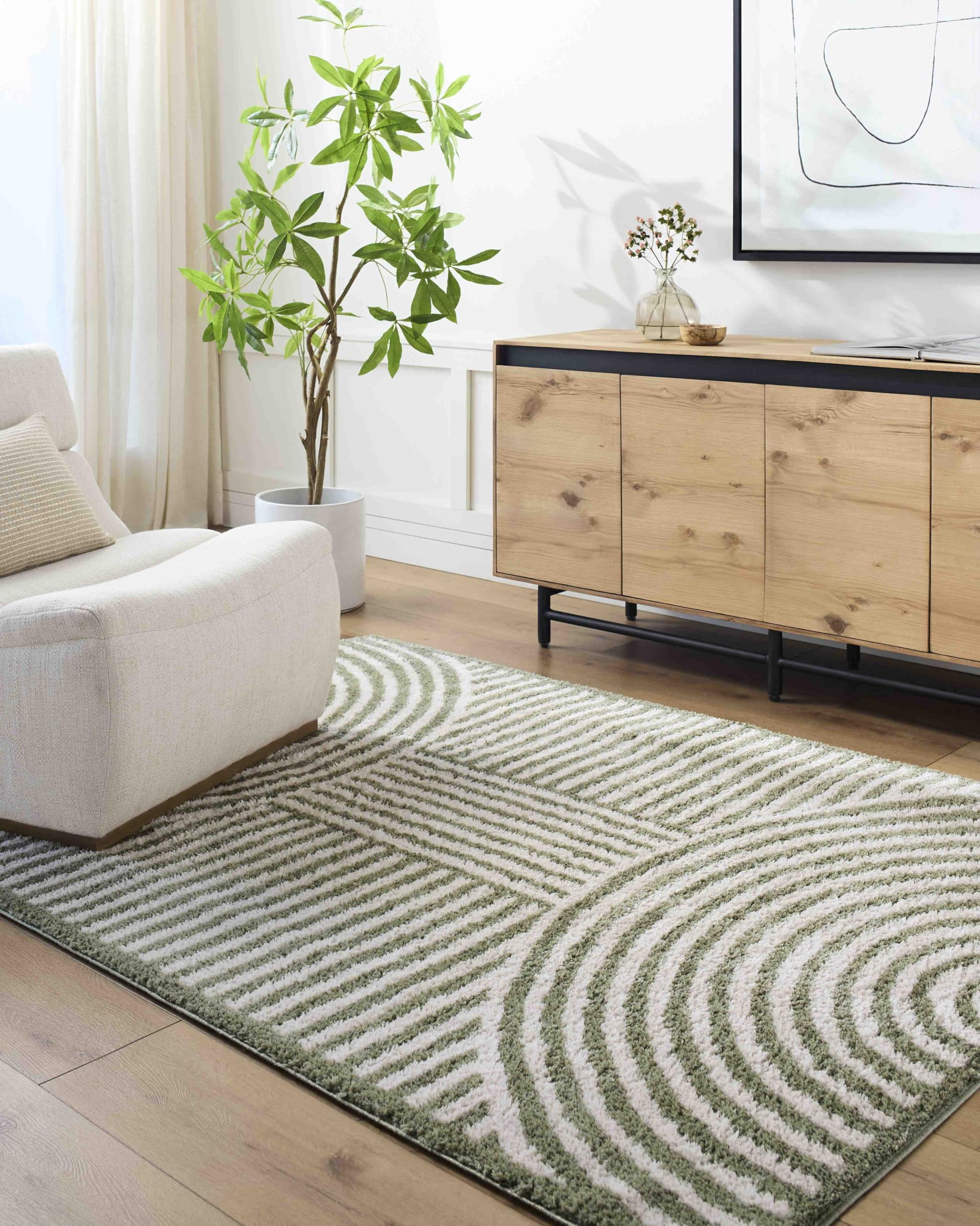 Mark&Day Washable Rugs, 3x7 Marcela Modern Grass Green Runner Area Rug ...