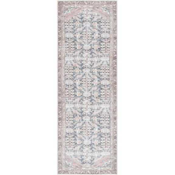 Mark&Day Washable Rugs, 3x8 Amberlie Traditional Dark Brown Runner Area Rug, Black Cream Brown Carpet for Hallway, Kitchen, Bedroom or Living Room (2'7" x 7'10" Runner, Machine Washable)
