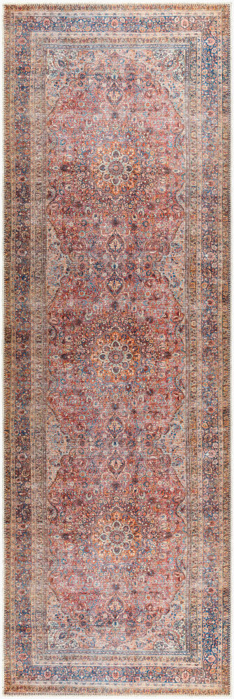 Mark&Day Washable Rugs, 3x8 Danise Traditional Dark Red Runner Area Rug ...