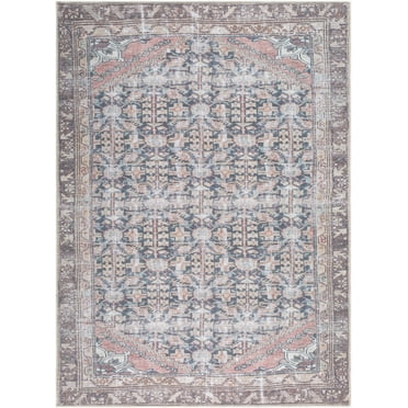 Mark&Day Washable Rugs, 5x7 Amberlie Traditional Dark Brown Area Rug (5'3" x 7'3")