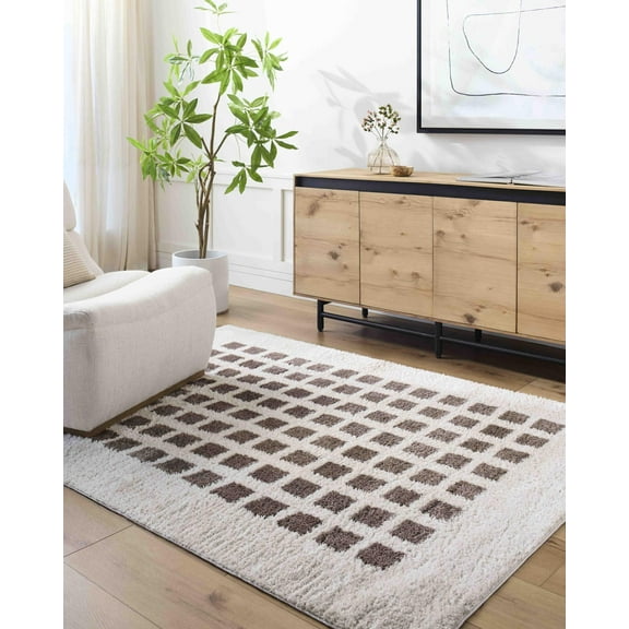 Mark&Day Washable Rugs, 5x7 Noam Modern Dark Brown Area Rug, Brown Light Beige Carpet for Living Room, Bedroom or Kitchen (5'3" x 7', Machine Washable)