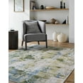 thumbnail image 1 of Mark&Day Washable Rugs, 6ft Round Kamron Modern Sage Green Area Rug, Dark Green Olive Dark Blue Carpet for Living Room, Bedroom or Kitchen (6'7" Round, Machine Washable), 1 of 1