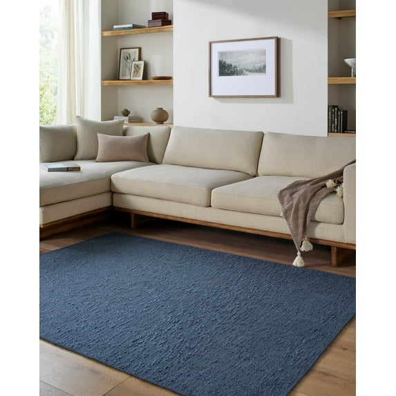 Mark&Day Washable Rugs, 6x9 Tracy Cottage Midnight Blue Area Rug, Indigo Midnight Blue Slate Carpet for Living Room, Bedroom or Kitchen (6' x 9',Machine Washable)