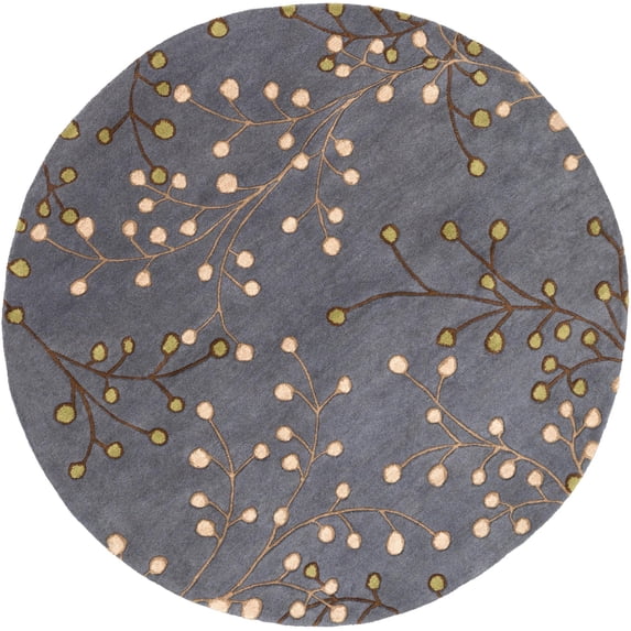 Mark&Day Wool Rugs, 10ft Round Le Havre Cottage Gray Area Rug, Grey Cream Yellow Carpet for Living Room, Bedroom or Kitchen (9'9" Round)