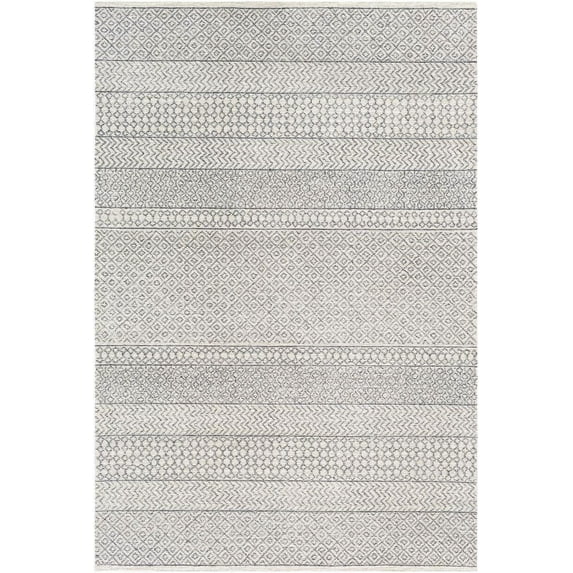 Mark&Day Wool Rugs, 10x14 Anglet Global Charcoal Area Rug, Beige Charcoal Carpet for Living Room, Bedroom or Kitchen (10' x 14')