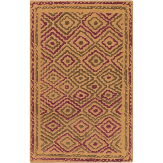 Mark&Day Wool Rugs, 2x3 Ashville Global Orange Area Rug, Brown Orange Green Carpet for Living Room, Bedroom or Kitchen (2' x 3')