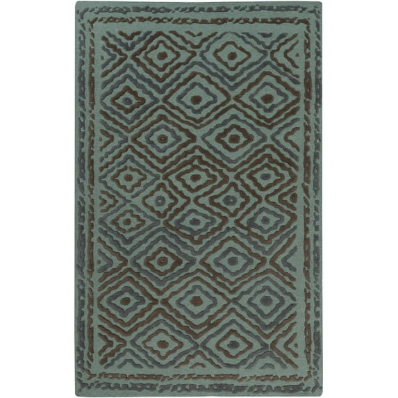 Mark&Day Wool Rugs, 2x3 Ashville Global Teal Area Rug, Green Brown Carpet for Living Room, Bedroom or Kitchen (2' x 3')