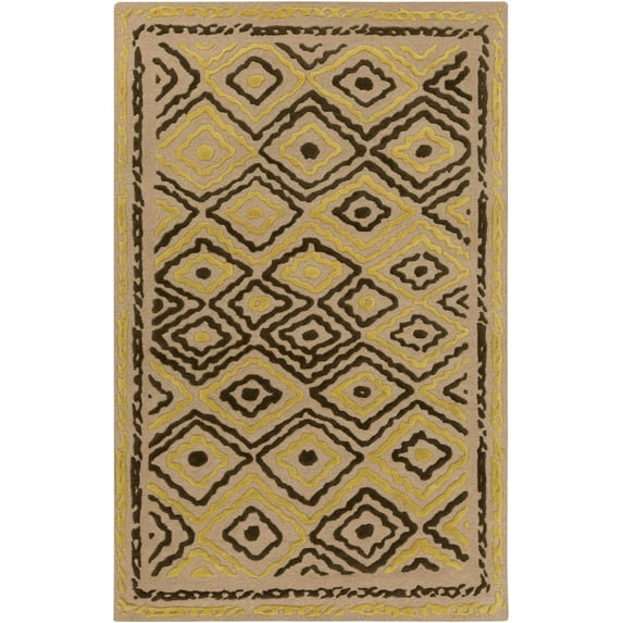 Mark&Day Wool Rugs, 2x3 Ashville Global Wheat Area Rug, Beige Brown Grey Carpet for Living Room, Bedroom or Kitchen (2' x 3')